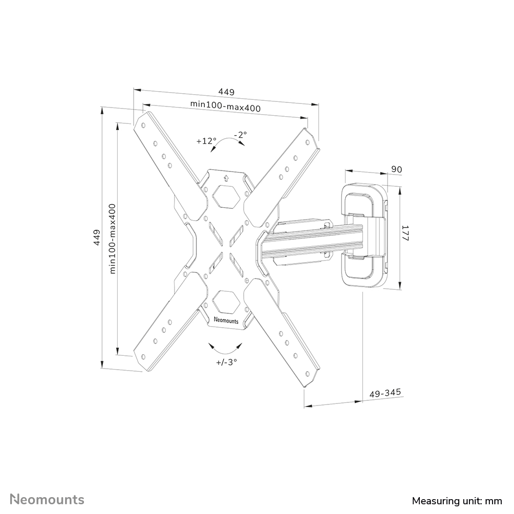 Neomounts WL40S-840BL14 TV mount wall 32-65" - full motion - fast installation